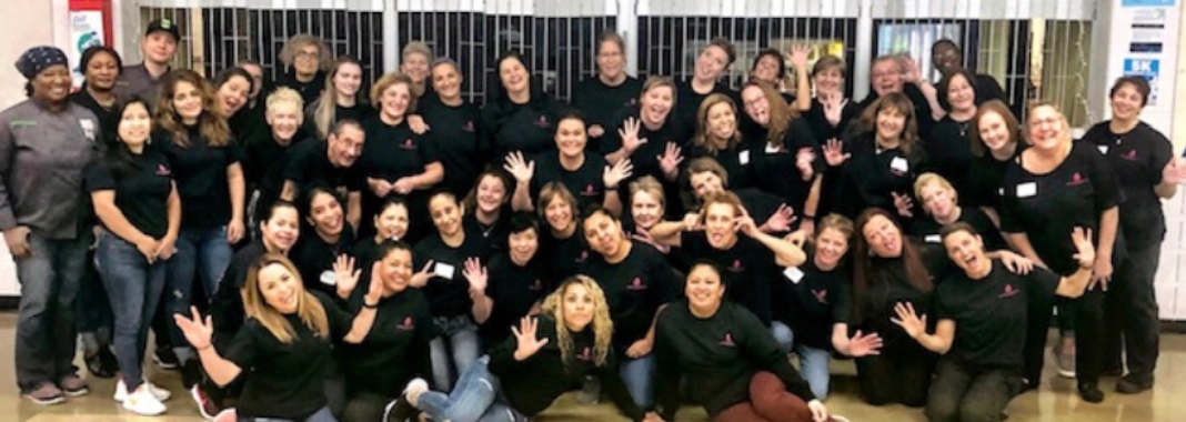 April Liles with her school nutrition team