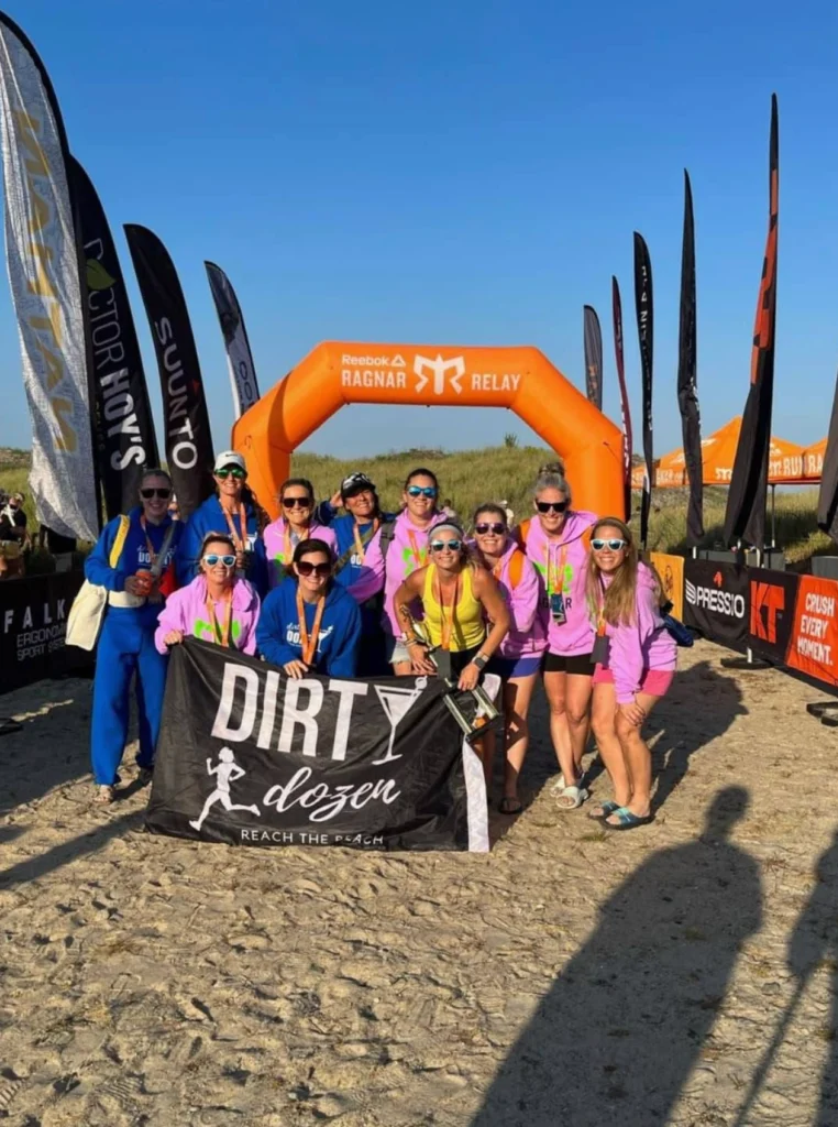 April Liles with her team at the Ragnar Relay finish area