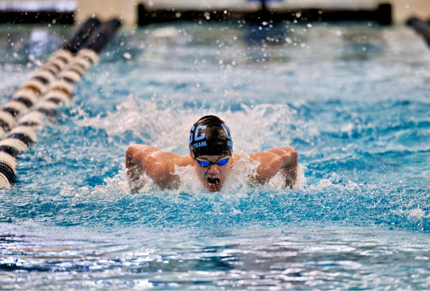 Athlete swimming during performance training
